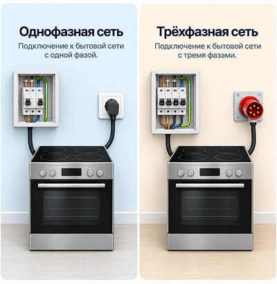 Однофазное и трехфазное подключение электроплиты