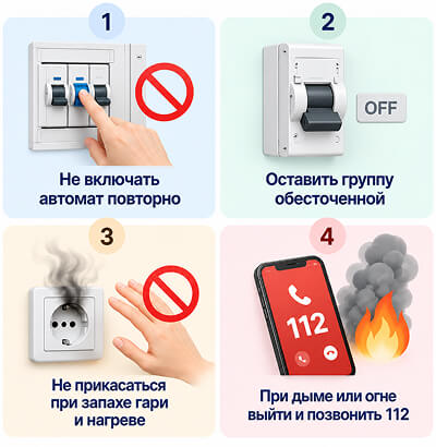 Что делать, если выбивает автомат после короткого замыкания